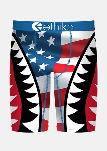 Ethika Men’s Boxer Brief, Knee Length, 4-Way Stretch Performance Underwear with Graphic Prints - Team USA in Saudi Arabia