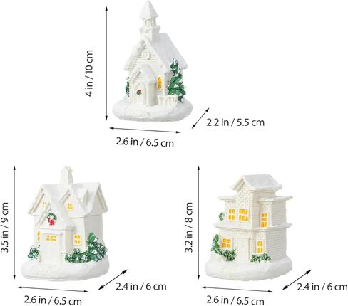 Toyvian 3 Pcs Christmas Village Houses - Winter Village with Light - Miniature Xmas Houses Decorations Desktop Ornament for Holiday Party Home Decor in Saudi Arabia