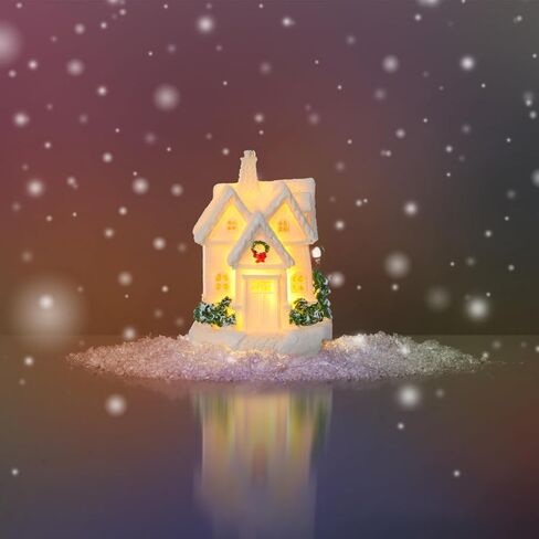 Toyvian 3 Pcs Christmas Village Houses - Winter Village with Light - Miniature Xmas Houses Decorations Desktop Ornament for Holiday Party Home Decor in Saudi Arabia
