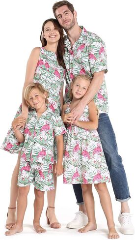 Matchable Family Hawaiian Luau Men Women Girl Boy Clothes in Flamingo in Love in Saudi Arabia