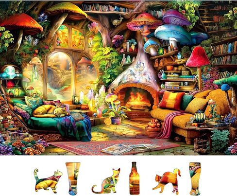 Read Room Puzzles for Adults 500 Pieces Book Jigsaw Puzzles for Adults Puzzles 500 Pieces Winter Reading Nook Scene Challenging Family Puzzle for Women Men Seniors Size is (21"x15") in Saudi Arabia