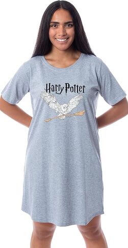 Harry Potter Womens' Wizarding World Owl Broomstick Nightgown Sleep Pajama Shirt in Saudi Arabia