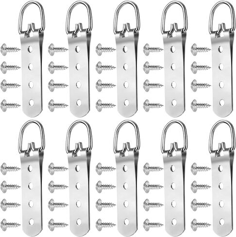6pcs Super Heavy Duty Extra Large Strap Hanger D-Ring Hanger with 24pcs Screws for Hanging Picture Photo Frame in Kuwait
