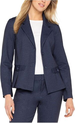 Liverpool Womens Printed Serge Knit Peplum Blazer in Saudi Arabia
