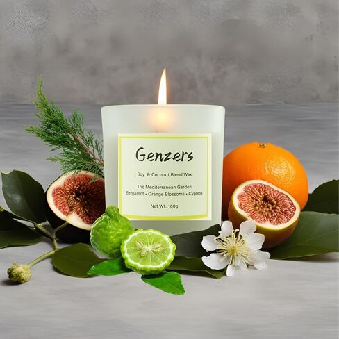 Bergamot Citrus Scented Candle Gift Set,Wood Wick Candles Orange Blossom Scent,Non Toxic Natural Candle Soy Wax Clean Burning,Jar Candle with Crackling Wick,Warmer Lamp Candle Aromatherapy Gift in Saudi Arabia