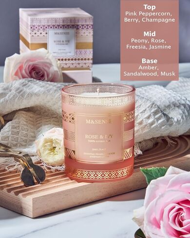 M&SENSE Rose Ivy Soy Candle, Natural 7.4oz 45 Hours Slow Burning, Luxury Aromatherapy Candle for Stress Relief Home Decor, Winter Housewarming New Year Gifts for Her in Saudi Arabia