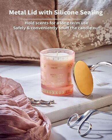 M&SENSE Rose Ivy Soy Candle, Natural 7.4oz 45 Hours Slow Burning, Luxury Aromatherapy Candle for Stress Relief Home Decor, Winter Housewarming New Year Gifts for Her in Saudi Arabia