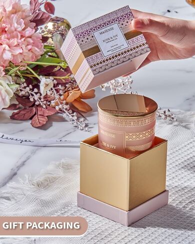 M&SENSE Rose Ivy Soy Candle, Natural 7.4oz 45 Hours Slow Burning, Luxury Aromatherapy Candle for Stress Relief Home Decor, Winter Housewarming New Year Gifts for Her in Saudi Arabia
