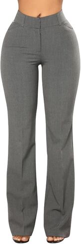 Women's Dressy Work Pants High Waisted Casual Straight Leg Pleated Business Office Trousers with Hidden Buttons in Saudi Arabia