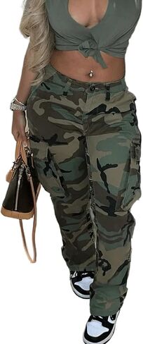 Woman's Camo Cargo Camouflage Pants with Pockets in Saudi Arabia