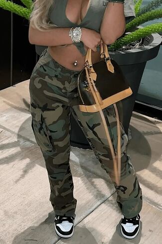 Woman's Camo Cargo Camouflage Pants with Pockets in Saudi Arabia