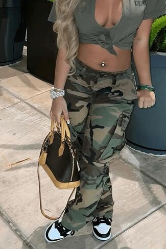 Woman's Camo Cargo Camouflage Pants with Pockets in Saudi Arabia