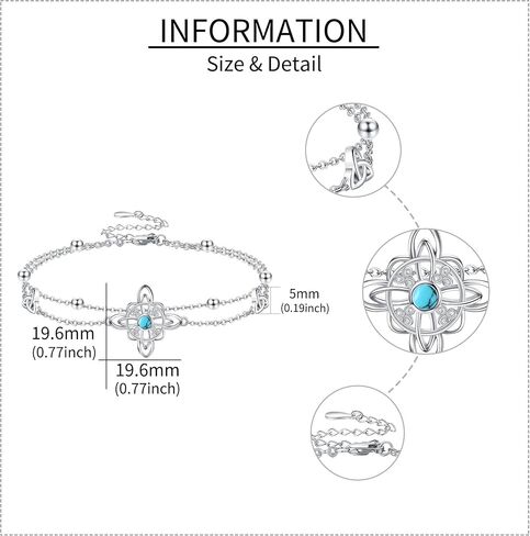 Witches Knot Bracelet 925 Sterling Silver Celtic Knot Pendant Nudo de Bruja Bracelet Witchy Jewelry Gifts for Women in Kuwait