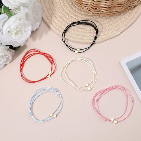 String Bracelet for Women, Couple, Friends, 10 PCS 5 Color Bracelets with Heart as Protection Bracelet, Adjustable Knot String Bracelets Amulets for Protection, Evil Eye, Good Luck in Saudi Arabia