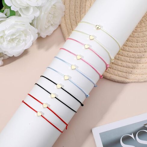 String Bracelet for Women, Couple, Friends, 10 PCS 5 Color Bracelets with Heart as Protection Bracelet, Adjustable Knot String Bracelets Amulets for Protection, Evil Eye, Good Luck in Saudi Arabia