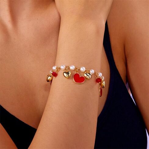 Pearl Charm Bracelet for Women – Adjustable Beaded Friendship Bracelet, Dainty Love Jewelry Gift for Girls & Teens in Saudi Arabia