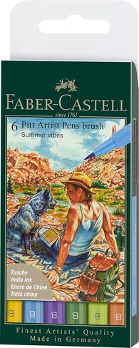 Faber-Castell Art & Graphic Pitt Artist Pen Brush India Ink Pen, Multicoloured, Studio Box Of 60, For Art, Craft, Drawing, Sketching, Home, School, University, Colouring in Kuwait