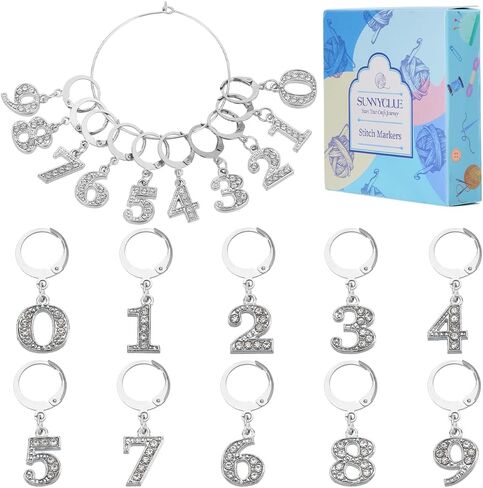 SUNNYCLUE 1 Box 20Pcs Number Stitch Markers Bulk Crochet Marker 1~9 Numbers Crochet Alloy Enamel Small Cute Round Metal Stitch Markers for Knitting Crocheting Numbered Sewing Quilting Jewelry Making in Saudi Arabia