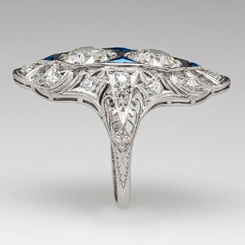Art Deco Antique Boho Vintage Style Infinite Elements Pave Cubic Zirconia Antique Round-Cut and Created Sapphire Ring Women Long Full Finger Wedding Jewelry Size 6-10(8) in Saudi Arabia