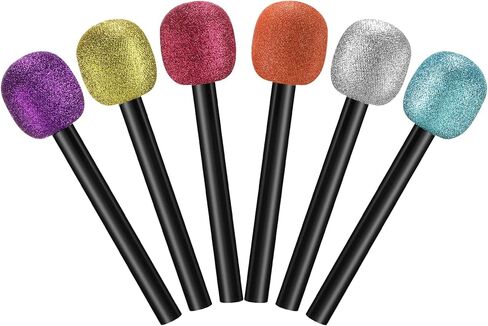 Yaomiao 4 Packs Glittered Microphone Fake Bling Prop Microphone Kids Plastic Pretend Rock Star Toy Microphone for Disco Stage or Costume Prop Birthday Party Favors (Gold) in Saudi Arabia