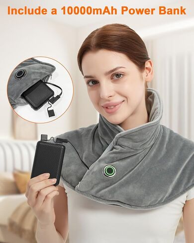 FERNIDA Neck Heating Pad with Battery & Weighted, Cordless USB Electric Heating Pad for Neck and Back Pain Relief, Grey in Saudi Arabia