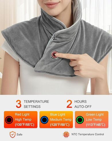 FERNIDA Neck Heating Pad with Battery & Weighted, Cordless USB Electric Heating Pad for Neck and Back Pain Relief, Grey in Saudi Arabia