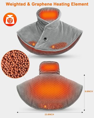 FERNIDA Neck Heating Pad with Battery & Weighted, Cordless USB Electric Heating Pad for Neck and Back Pain Relief, Grey in Saudi Arabia