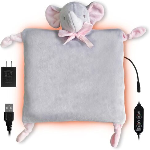 Heating Pad for Period Cramps & Menstrual Pain Relief, Cute Elephant Stuffed Animal Gift for Women Teen Girls Period Kit, Safe USB Powered Heat Pad for Car Travel (Heating Bear Brown) in Saudi Arabia