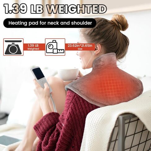 وسادة تسخين للرقبة والكتفين والظهر، وسادة حرارية كهربائية بوزن 2.6 رطل لتخفيف الألم، هدايا عيد الميلاد للنساء والرجال والأم والأب، لفافة تسخين كبيرة مؤهلة من FSA، 9 إعدادات للحرارة و11 مؤقت in Kuwait