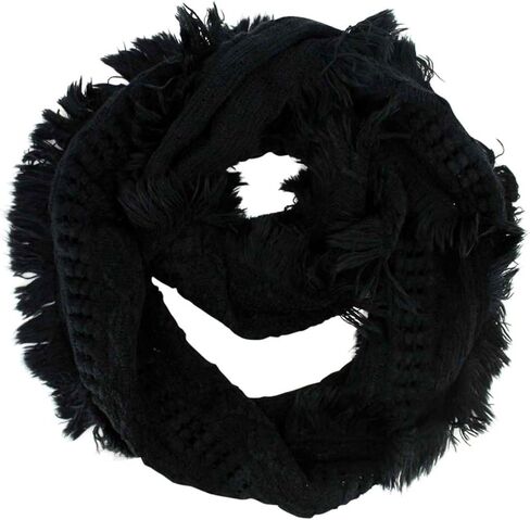 Luxury Divas Cable Knit Infinity Loop Scarf With Fringe in Saudi Arabia
