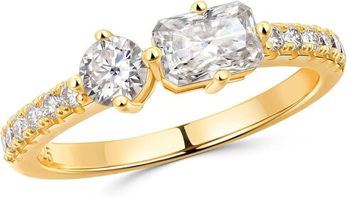 1.0-1.5 قيراط مويسانيتي سوار الخلود، الفضة الاسترليني 14K الذهب الأصفر مطلي خواتم مجوهرات الكمثرى / الزمرد قطع خواتم الخطبة - خواتم Toi Et Moi للنساء الحجم 4-10 in Kuwait