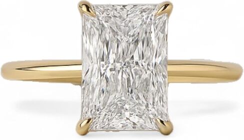 Elongated Radiant Cut Moissanite Ring 14K Solid Yellow Gold Solitaire Minimalist Engagement Jewelry Elegant Gift for Bride in Saudi Arabia