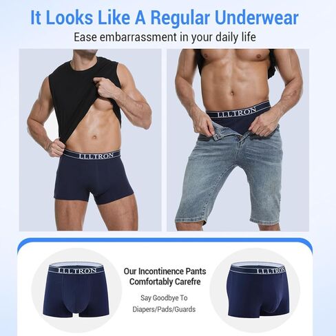 Mens Incontinence Underwear Washable 150ml Absorbent Leak Proof Underwear for Men Bladder Leak with Reusable Mens Urinary Incontinence Boxer Briefs 4pack in Saudi Arabia