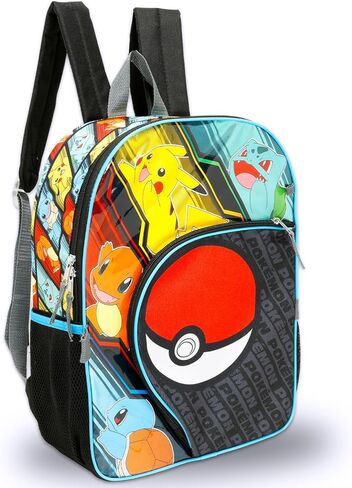 Pokemon Backpack for Boys - Bundle with 16" School Bag, Storage Case, Pencil Holder, Water Bottle, Keychain, Stickers, More | Pokemon Backpack Set for Kids in Saudi Arabia