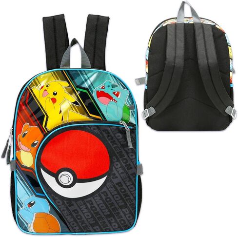 Pokemon Backpack for Boys - Bundle with 16" School Bag, Storage Case, Pencil Holder, Water Bottle, Keychain, Stickers, More | Pokemon Backpack Set for Kids in Saudi Arabia