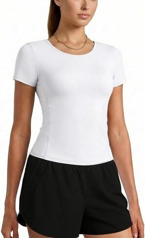 قمصان علوية للتمرين من YOINS للنساء بأكمام قصيرة، قمصان صيفية غير رسمية لصالة الألعاب الرياضية واليوجا in Kuwait