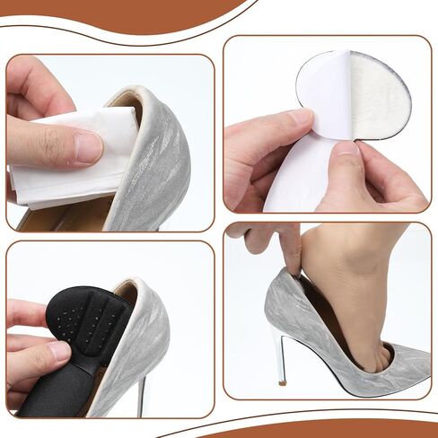 Back of Heel Cushion Pads 4PCS Heel Pads for Shoes That are Too Big, Black Mesh Adhesive Heels Grips Reusable Anti Blister Shoe Liners Heels Protectors for Women Men Improve Shoe Fit in Saudi Arabia