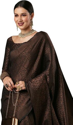 Indian Women's Navy Blue Woven Design Banarasi Silk Saree with Unstitched Blouse Piece (SOHNA2001_Parent) in Saudi Arabia
