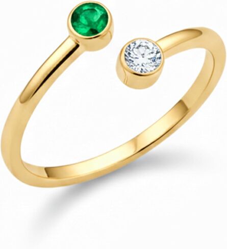 خاتم حجر لشهر الميلاد قابل للتعديل، سوار من الفضة الإسترلينية 925، مجوهرات ملفوفة بسيطة، إكسسوارات للأم والجدة والصديقة لها، BFF، عيد الأم، الفتيات، هدية ذاتية، خواتم الذكرى السنوية للنساء in Kuwait