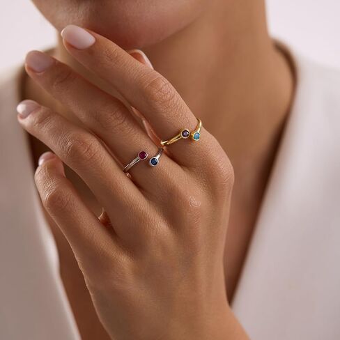 خاتم حجر لشهر الميلاد قابل للتعديل، سوار من الفضة الإسترلينية 925، مجوهرات ملفوفة بسيطة، إكسسوارات للأم والجدة والصديقة لها، BFF، عيد الأم، الفتيات، هدية ذاتية، خواتم الذكرى السنوية للنساء in Kuwait