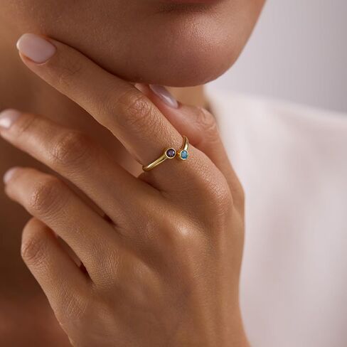 خاتم حجر لشهر الميلاد قابل للتعديل، سوار من الفضة الإسترلينية 925، مجوهرات ملفوفة بسيطة، إكسسوارات للأم والجدة والصديقة لها، BFF، عيد الأم، الفتيات، هدية ذاتية، خواتم الذكرى السنوية للنساء in Kuwait