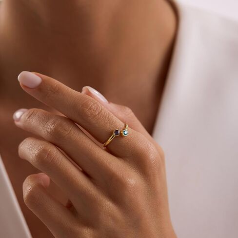 خاتم حجر لشهر الميلاد قابل للتعديل، سوار من الفضة الإسترلينية 925، مجوهرات ملفوفة بسيطة، إكسسوارات للأم والجدة والصديقة لها، BFF، عيد الأم، الفتيات، هدية ذاتية، خواتم الذكرى السنوية للنساء in Kuwait