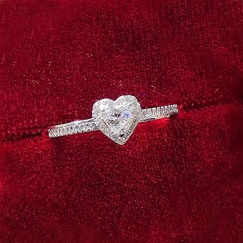 Delicate Heart Love Rings for Women Romantic Proposal Jewelry with Cubic Zirconia Wedding Band Jewelry in Saudi Arabia