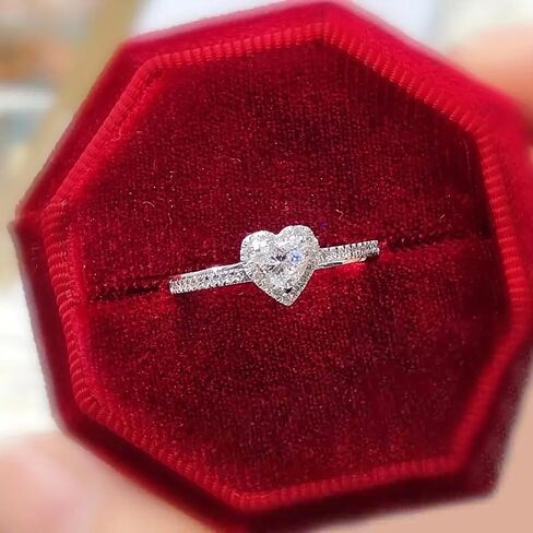 Delicate Heart Love Rings for Women Romantic Proposal Jewelry with Cubic Zirconia Wedding Band Jewelry in Saudi Arabia