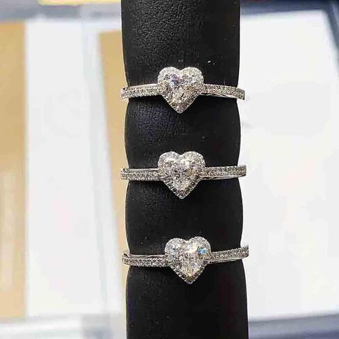 Delicate Heart Love Rings for Women Romantic Proposal Jewelry with Cubic Zirconia Wedding Band Jewelry in Saudi Arabia