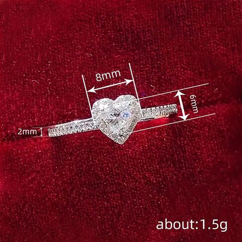 Delicate Heart Love Rings for Women Romantic Proposal Jewelry with Cubic Zirconia Wedding Band Jewelry in Saudi Arabia