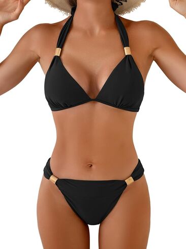 Bikini Sets for Women Halter Two Piece Bathing Suit V Neck Tie Back Swimsuit in Saudi Arabia
