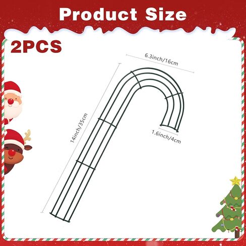 Candy Cane Wreath Frame Christmas Decorations, 14 Inch Metal Wire Wreath Form, 2 Pack Dark Green J Letter Shaped Wreaths Rings for Christmas New Year Front Door Home Outdoor Decor DIY Crafts Supplies in Saudi Arabia