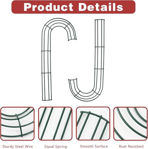 Candy Cane Wreath Frame Christmas Decorations, 14 Inch Metal Wire Wreath Form, 2 Pack Dark Green J Letter Shaped Wreaths Rings for Christmas New Year Front Door Home Outdoor Decor DIY Crafts Supplies in Saudi Arabia
