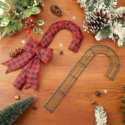 Candy Cane Wreath Frame Christmas Decorations, 14 Inch Metal Wire Wreath Form, 2 Pack Dark Green J Letter Shaped Wreaths Rings for Christmas New Year Front Door Home Outdoor Decor DIY Crafts Supplies in Saudi Arabia